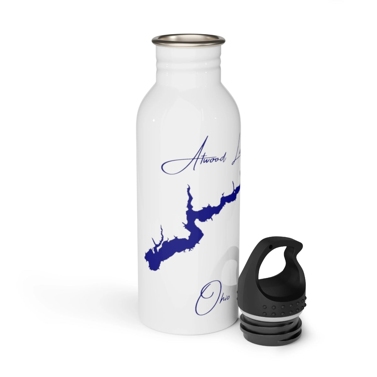 Ohio Atwood Lake Water bottle other position view from open white.webp