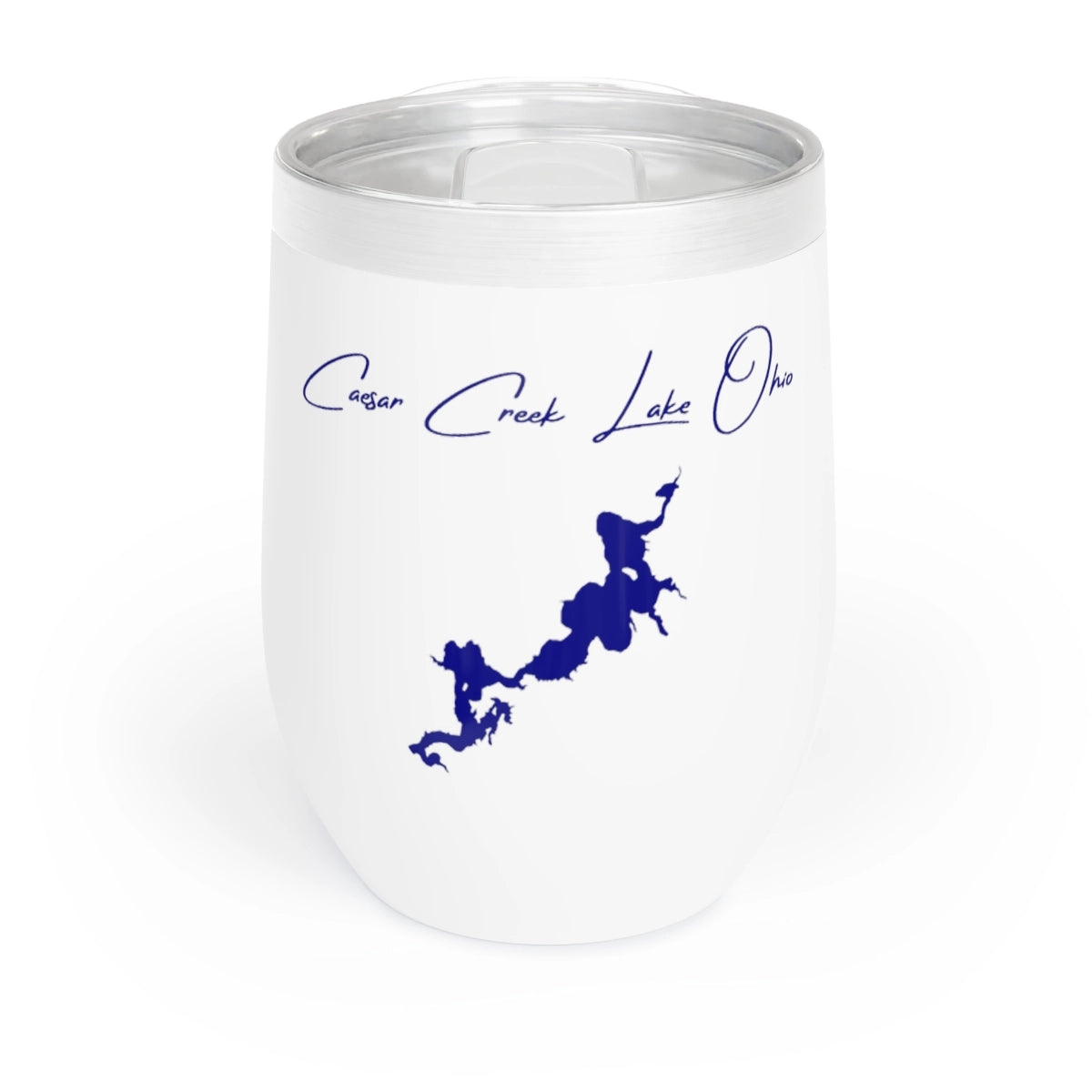 Ohio Caesar Creek Lake Wine Tumbler front position view from front white.webp
