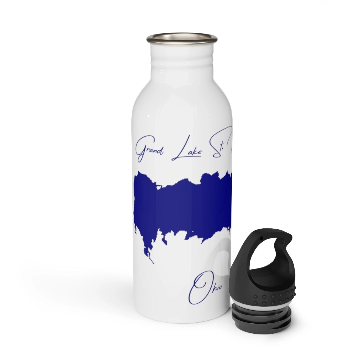 Ohio Grand Lake St. Marys Water bottle other position view from open white.webp