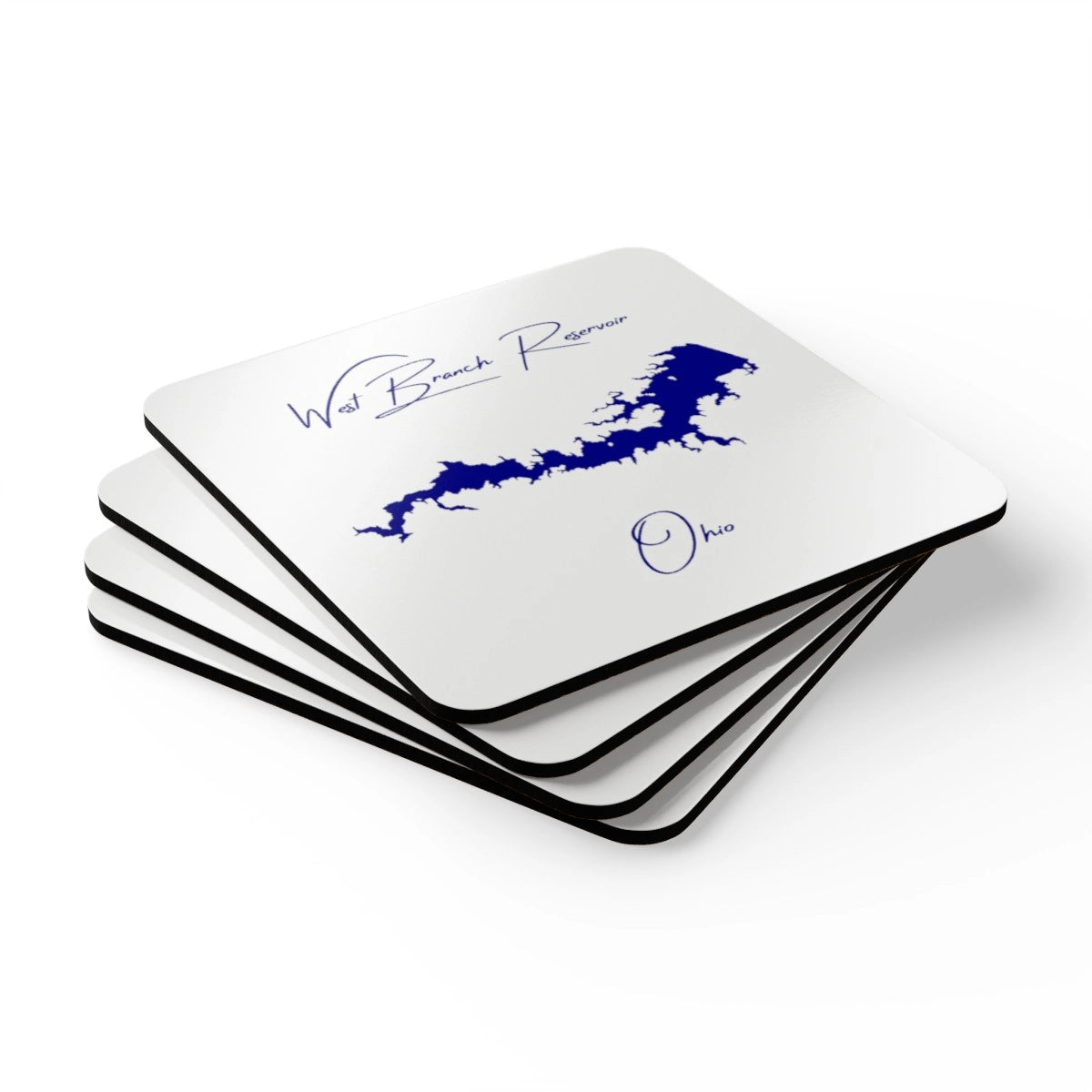 Ohio West Branch Reservoir Coaster Set front position view from stacked 3.75 x 3.75.webp