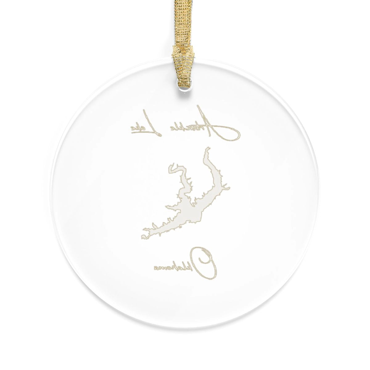 Oklahoma Arbuckle Lake Tree Ornament other position view from back round.webp