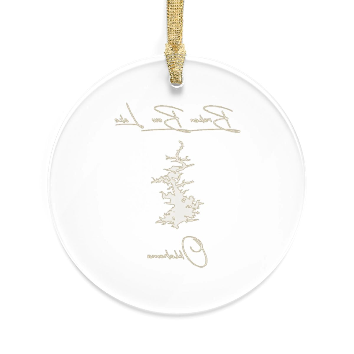 Oklahoma Broken Bow Lake Tree Ornament other position view from back round.webp