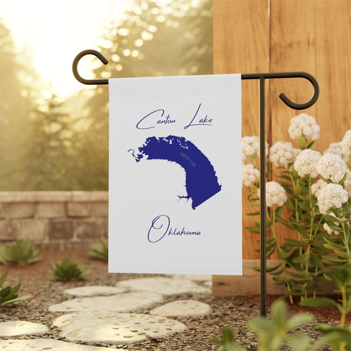 Oklahoma Canton Lake Garden Banner other position view from context-1 12'' x 18''.webp