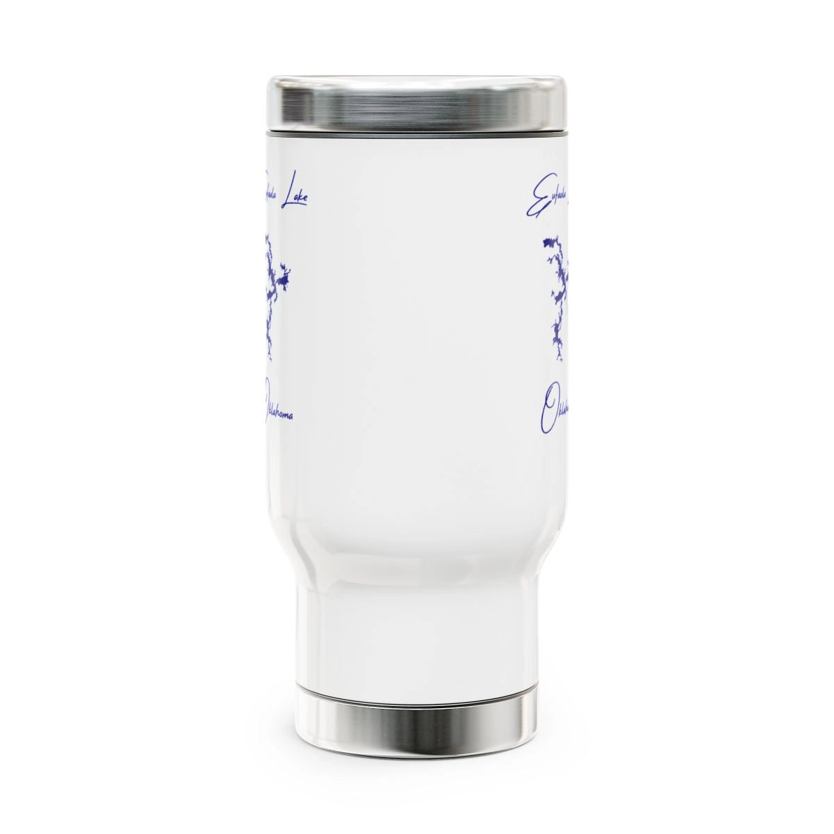 Oklahoma Eufaula Lake Travel Mug other position view from front 14oz.webp