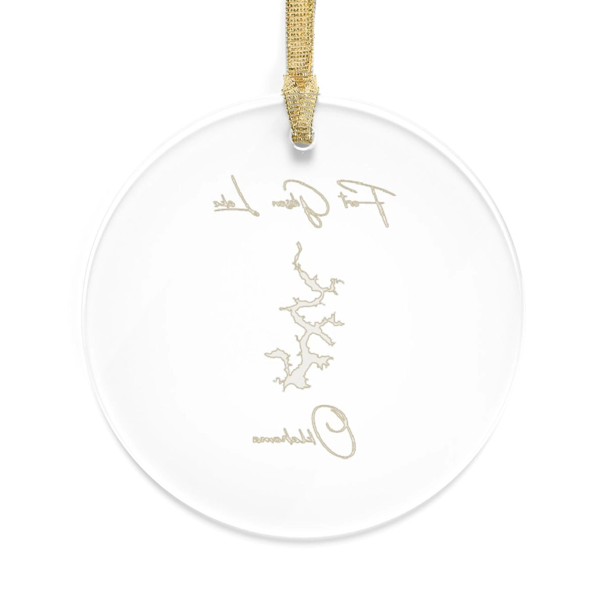 Oklahoma Fort Gibson Lake Tree Ornament other position view from back round.webp