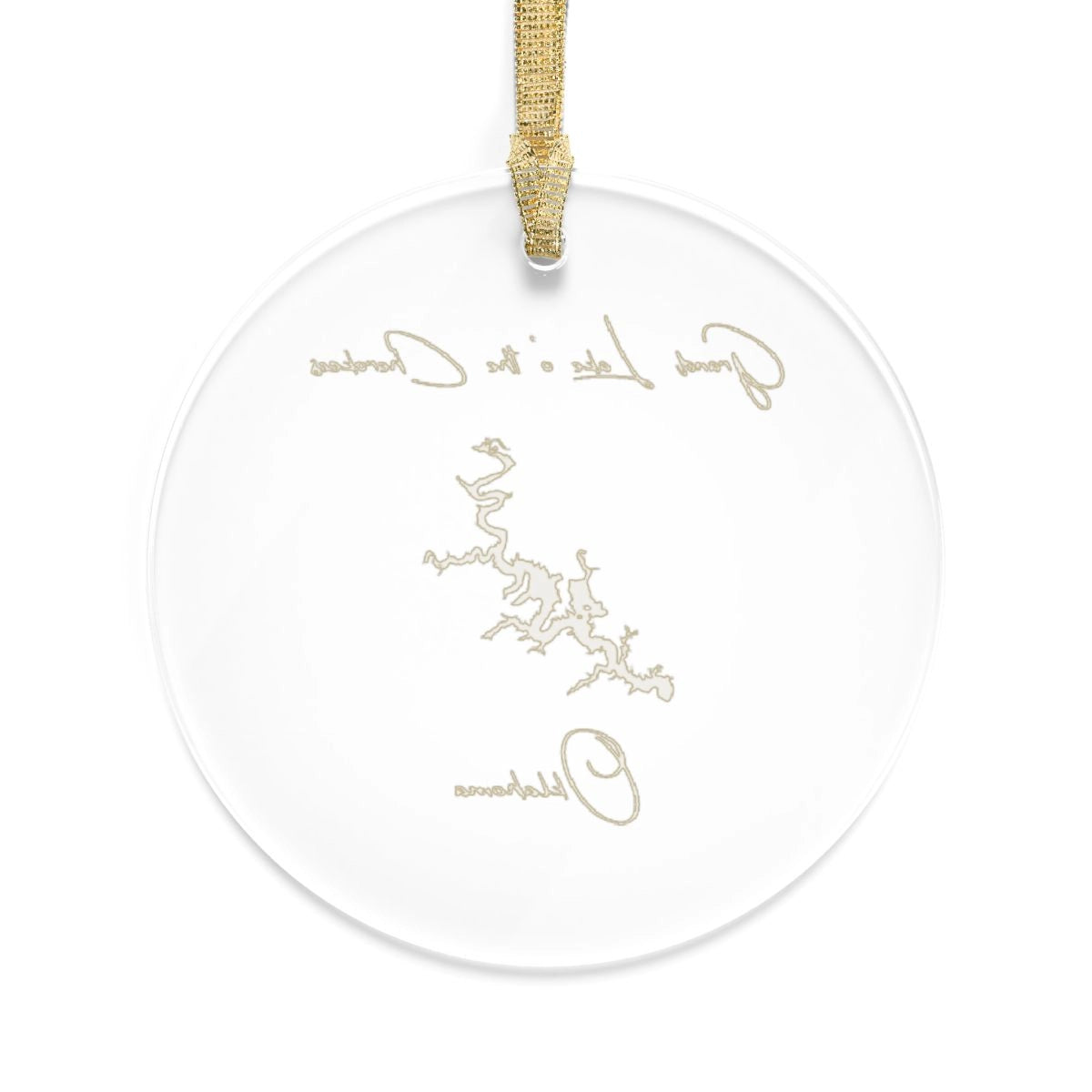 Oklahoma Grand Lake o' the Cherokees Tree Ornament other position view from back round.webp