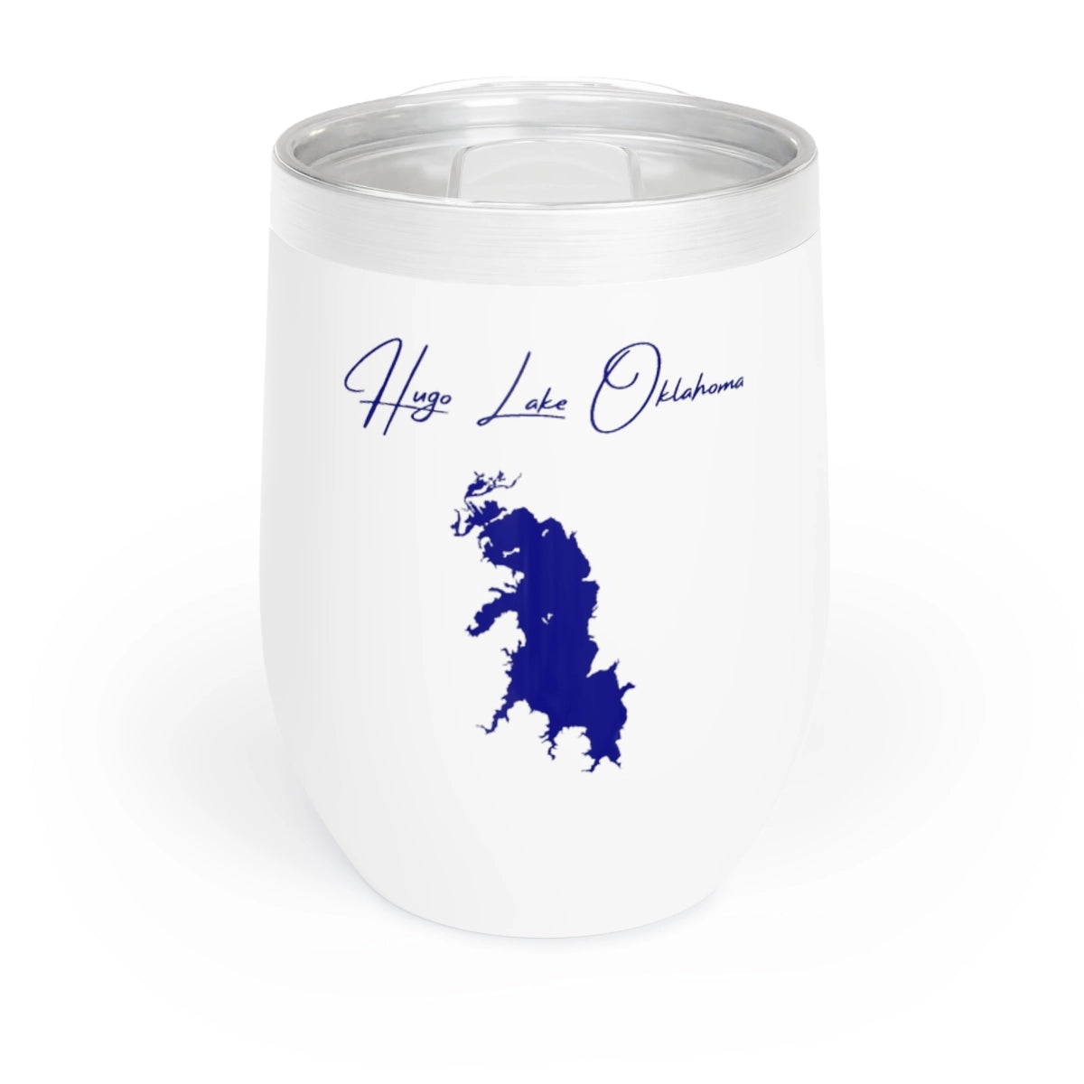 Oklahoma Hugo Lake Wine Tumbler front position view from front white.webp