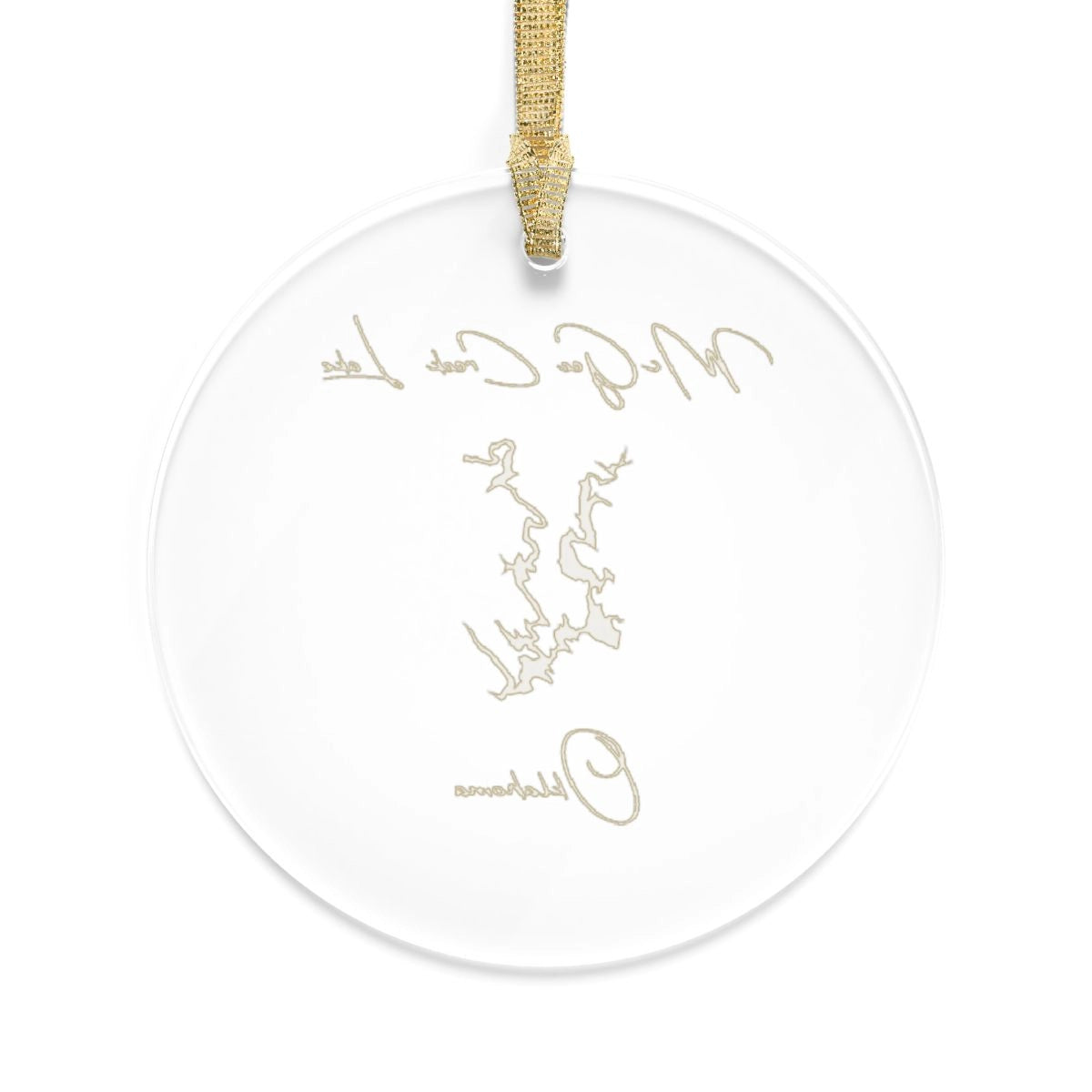 Oklahoma McGee Creek Lake Tree Ornament other position view from back round.webp