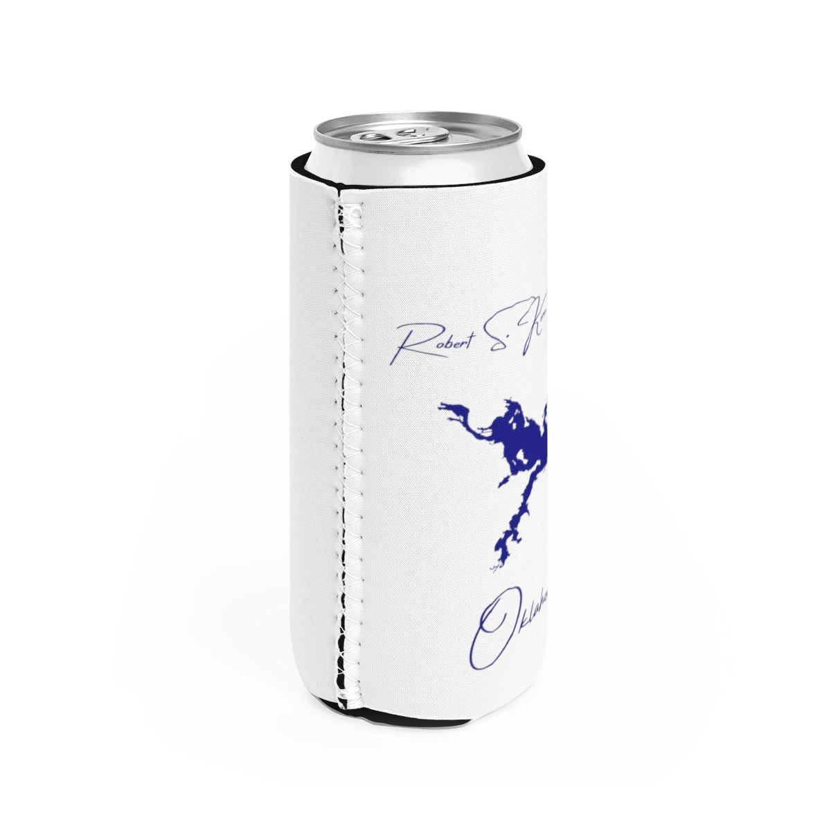 Oklahoma Robert S. Kerr Reservoir Slim Can Koozie all position view from right white.webp