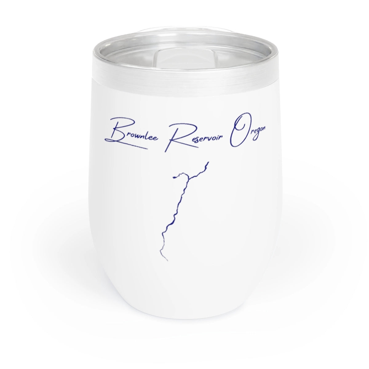 Oregon Brownlee Reservoir Wine Tumbler front position view from front white.webp