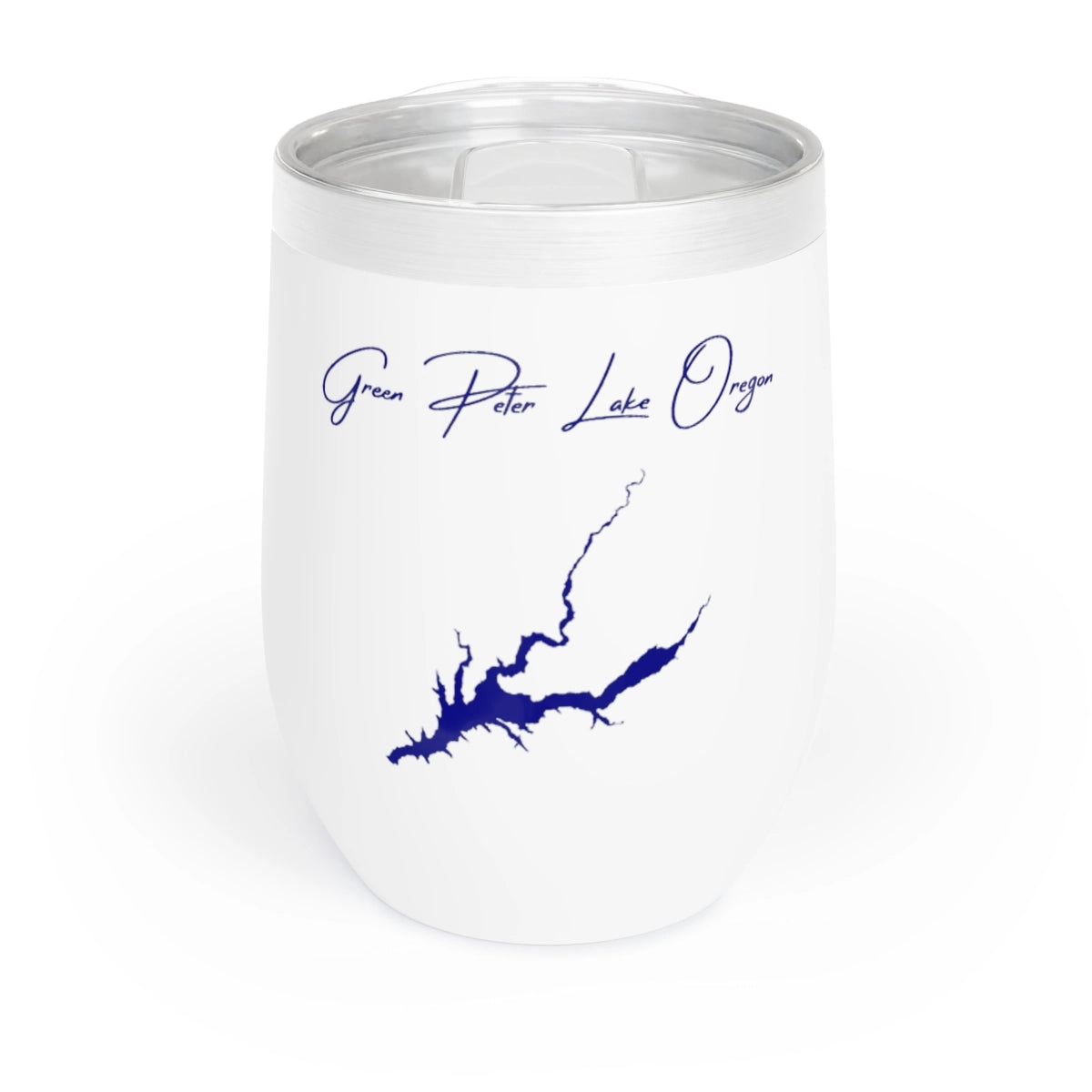 Oregon Green Peter Lake Wine Tumbler front position view from front white.webp