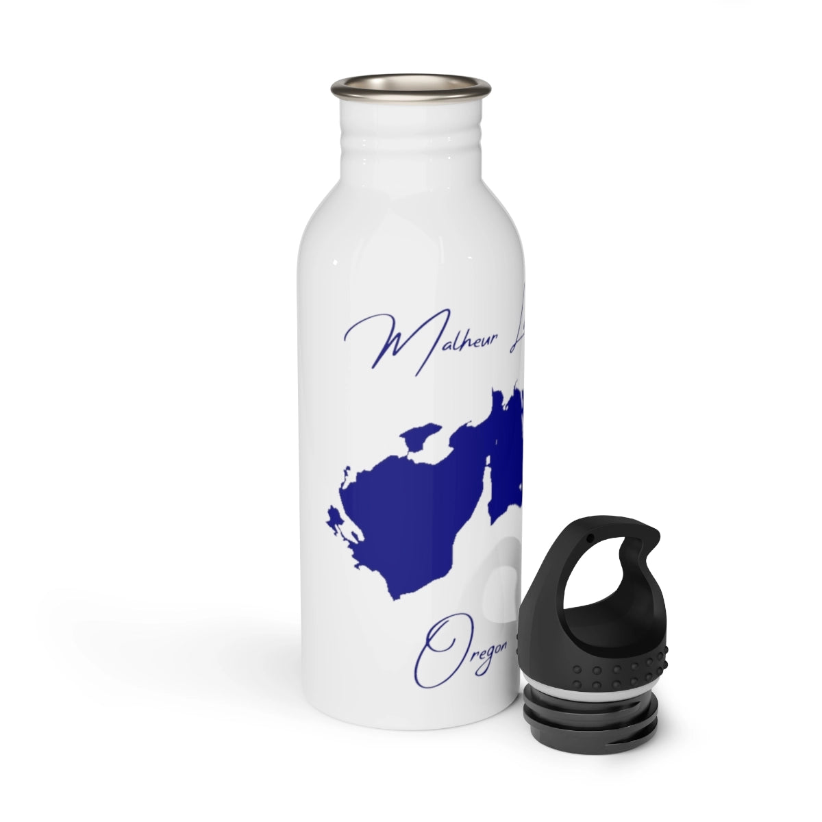 Oregon Malheur Lake Water bottle other position view from open white.webp
