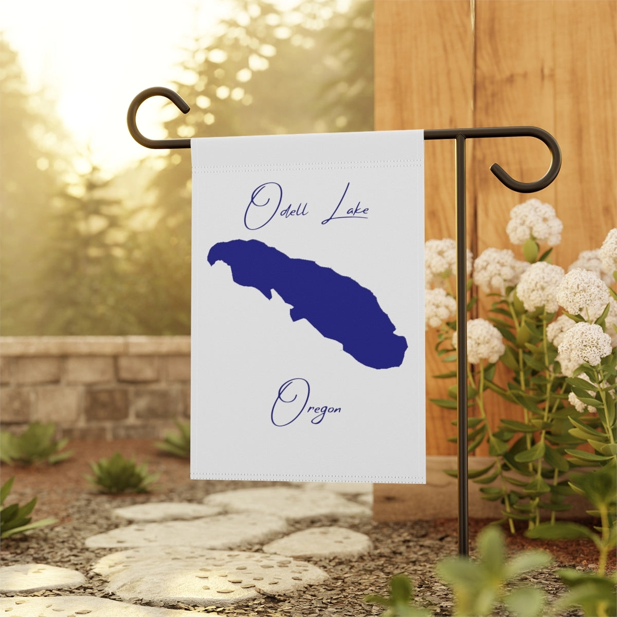 Oregon Odell Lake Garden Banner other position view from context-1 12'' x 18''.webp