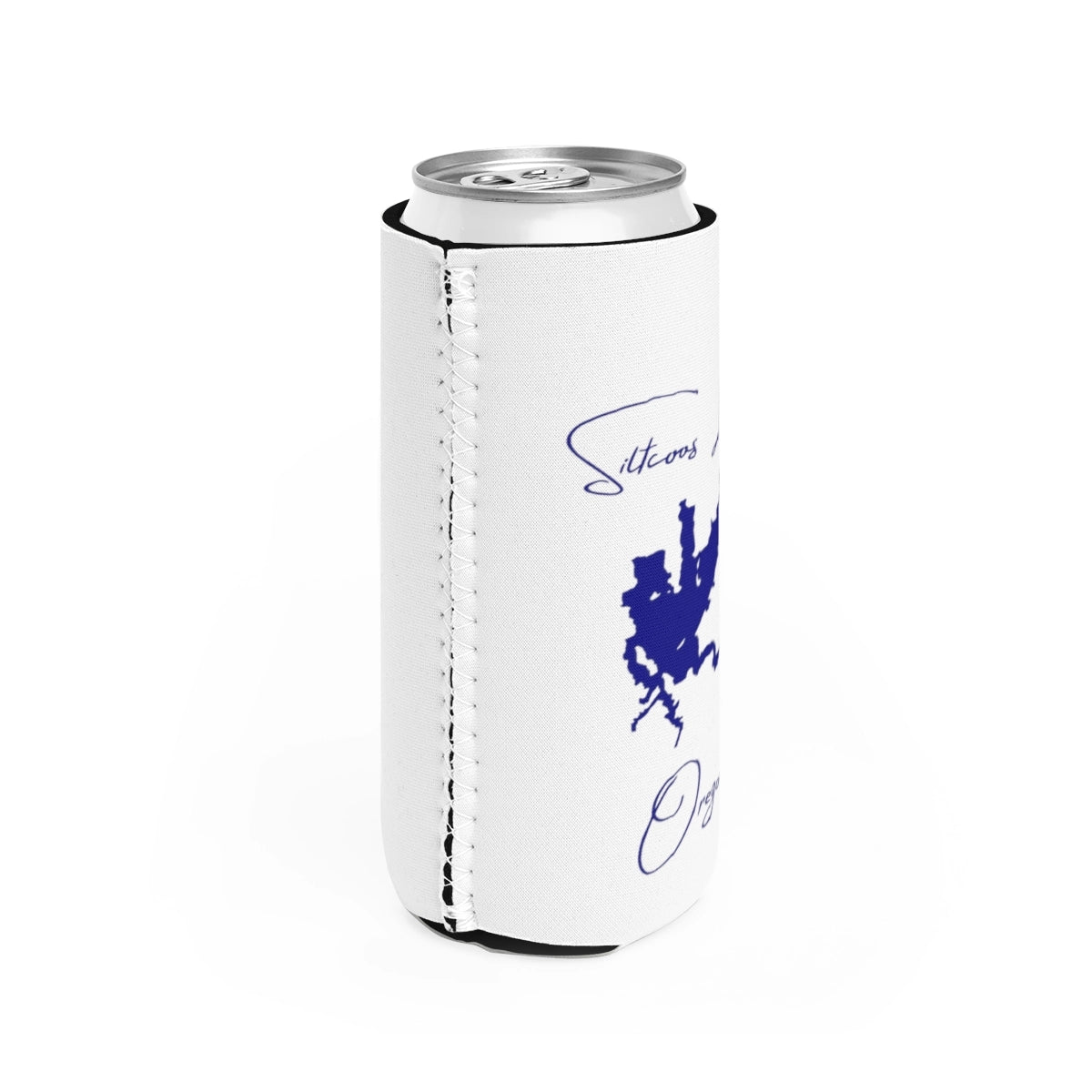 Oregon Siltcoos Lake Slim Can Koozie all position view from right white.webp