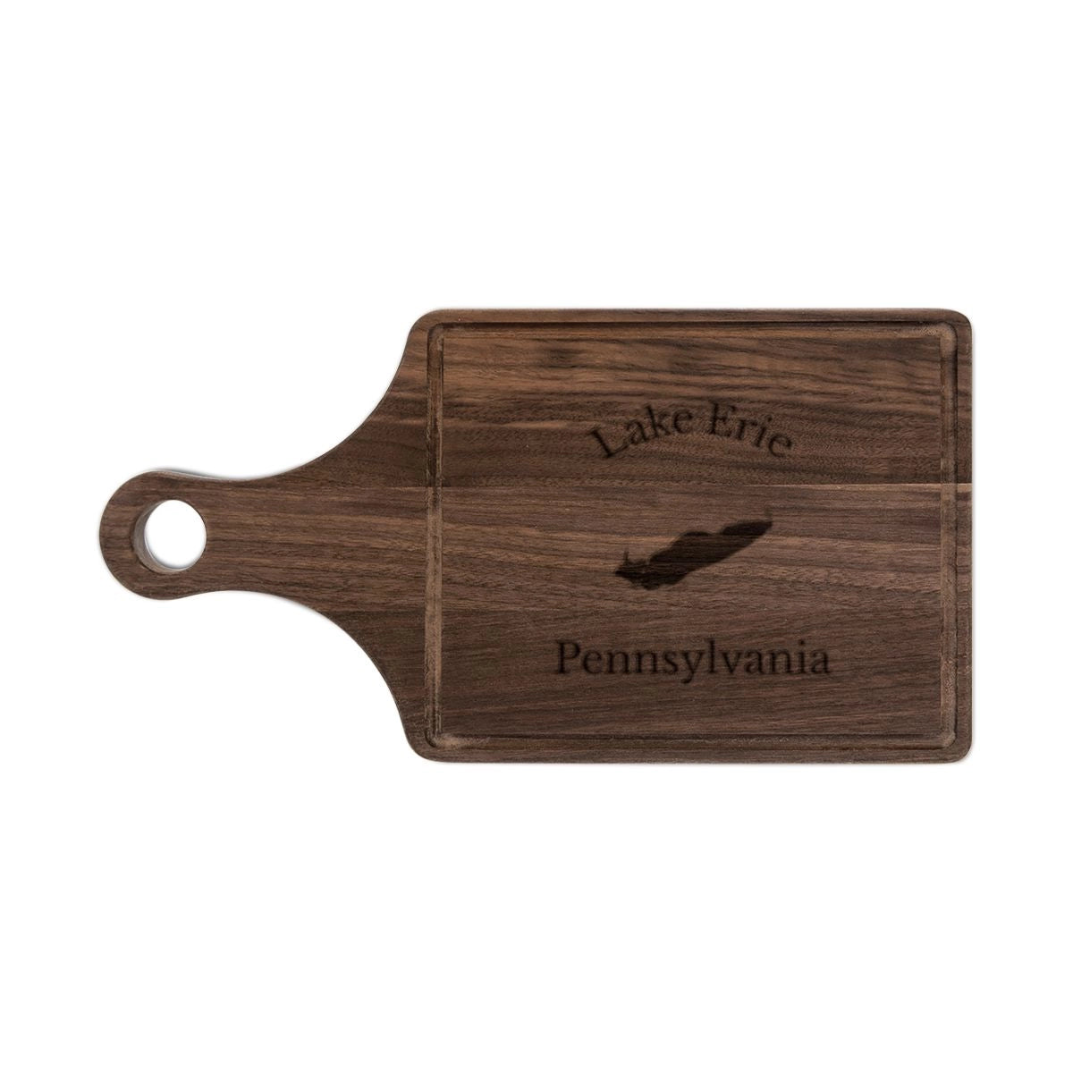 Pennsylvania Lake Erie Engraved Cutting Board front position view from front walnut.webp