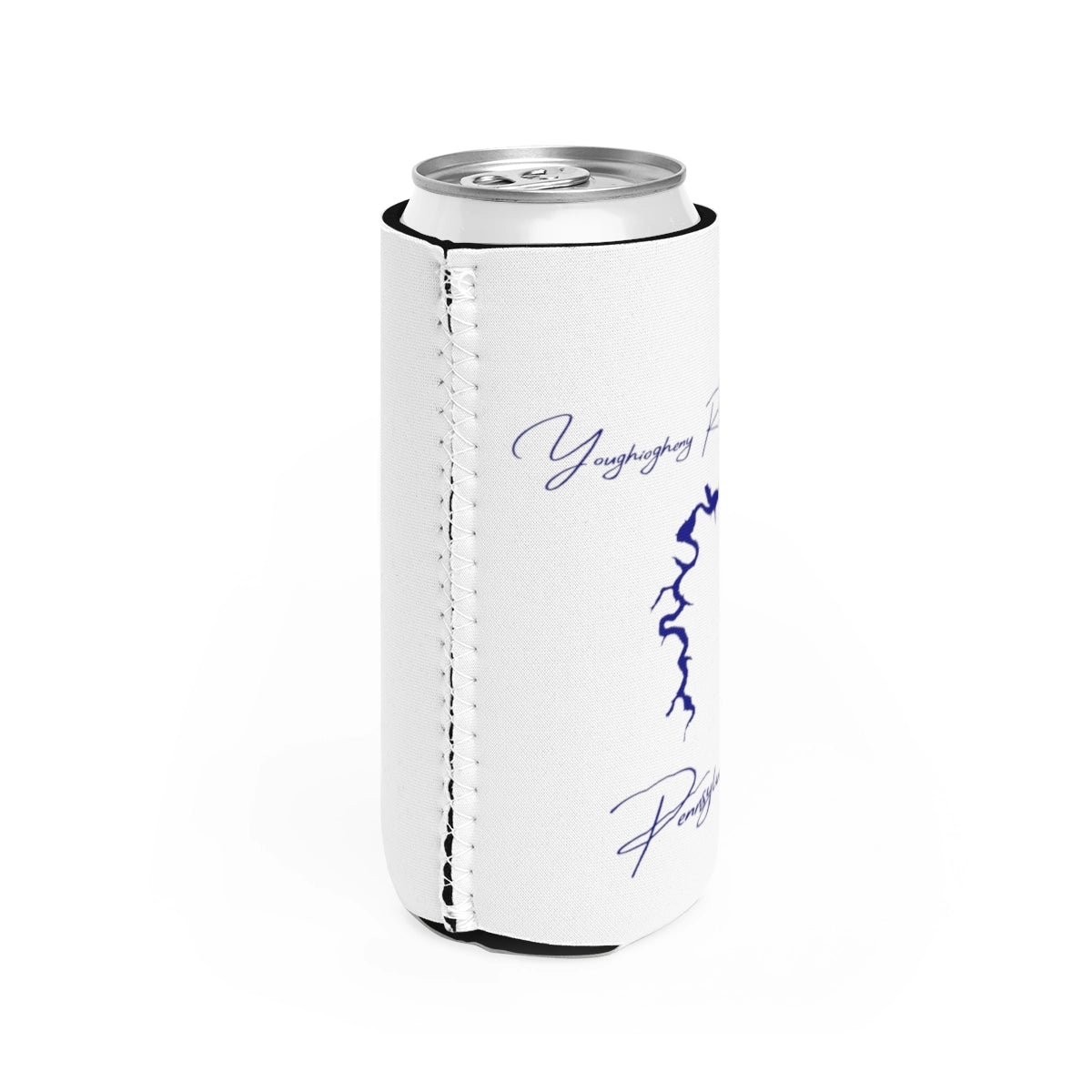 Pennsylvania Youghiogheny River Lake Slim Can Koozie all position view from right white.webp