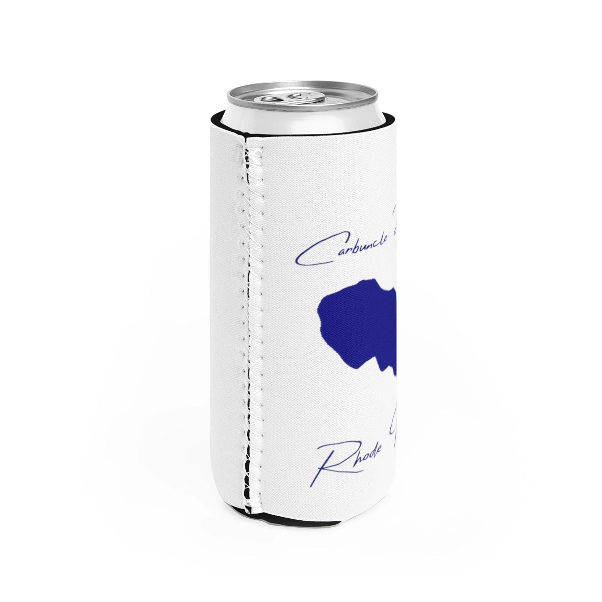 Rhode Island Carbuncle Pond Slim Can Koozie all position view from right white.webp
