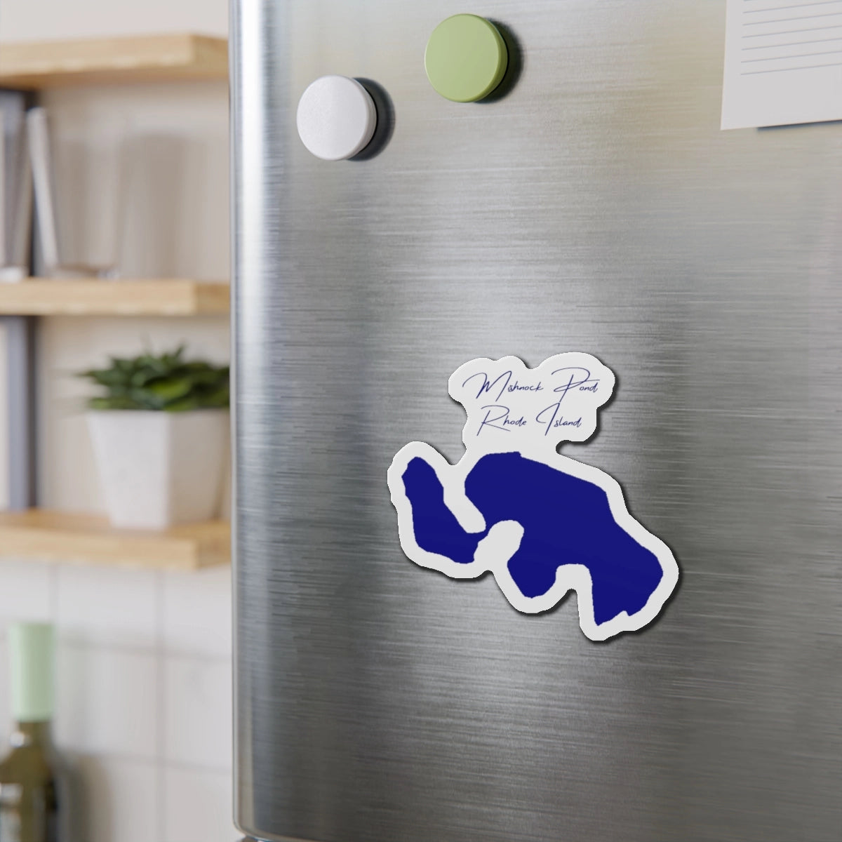 Rhode Island Mishnock Pond Die Cut Magnet front position view from context-2 4 x 4.webp