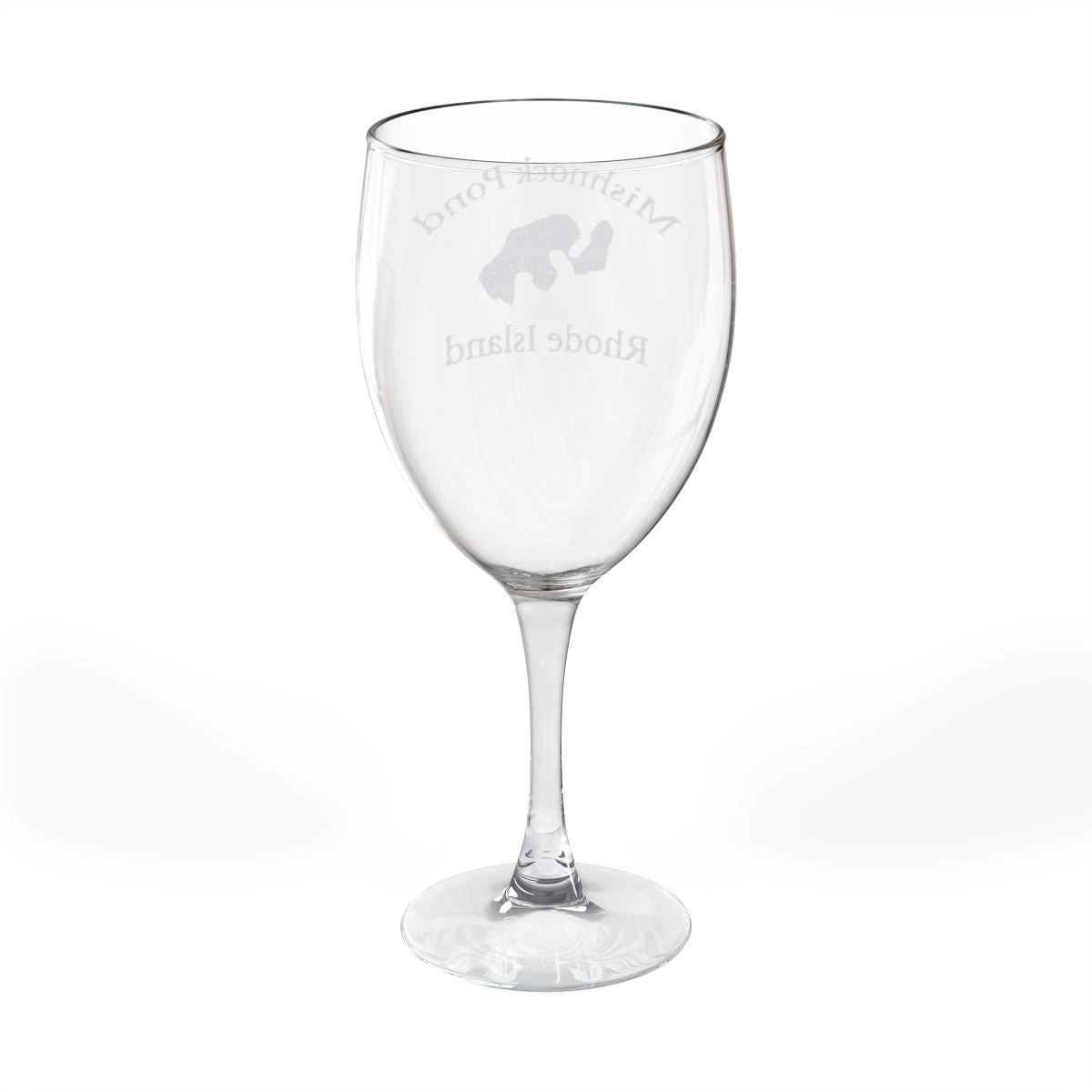 Rhode Island Mishnock Pond Engraved Wine Glass other position view from back 10.5oz.webp