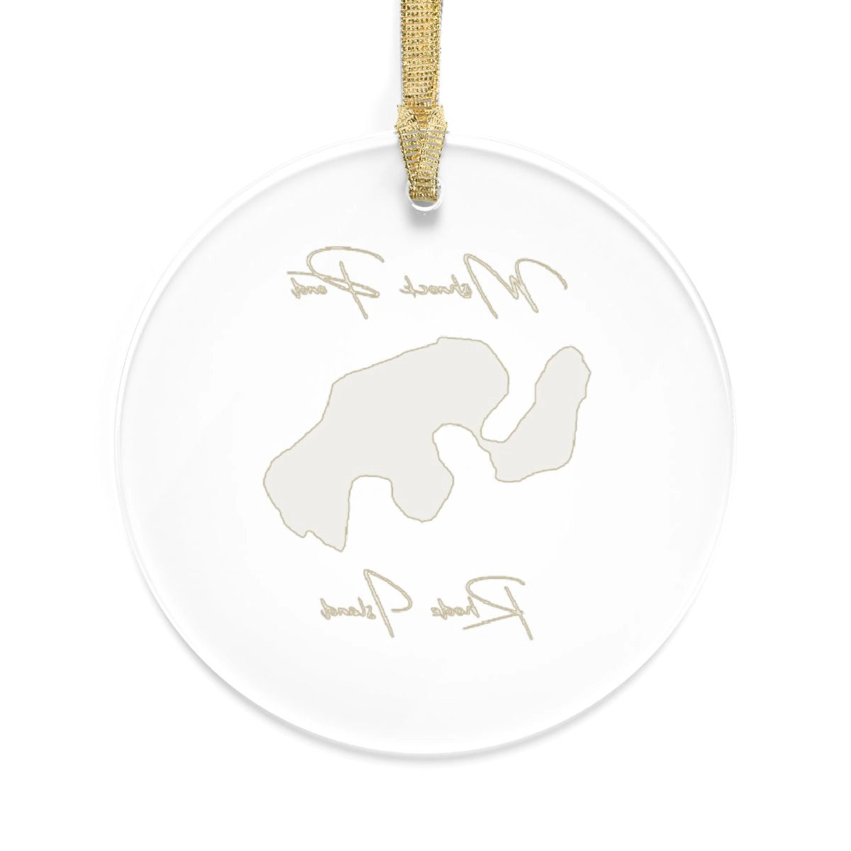 Rhode Island Mishnock Pond Tree Ornament other position view from back round.webp