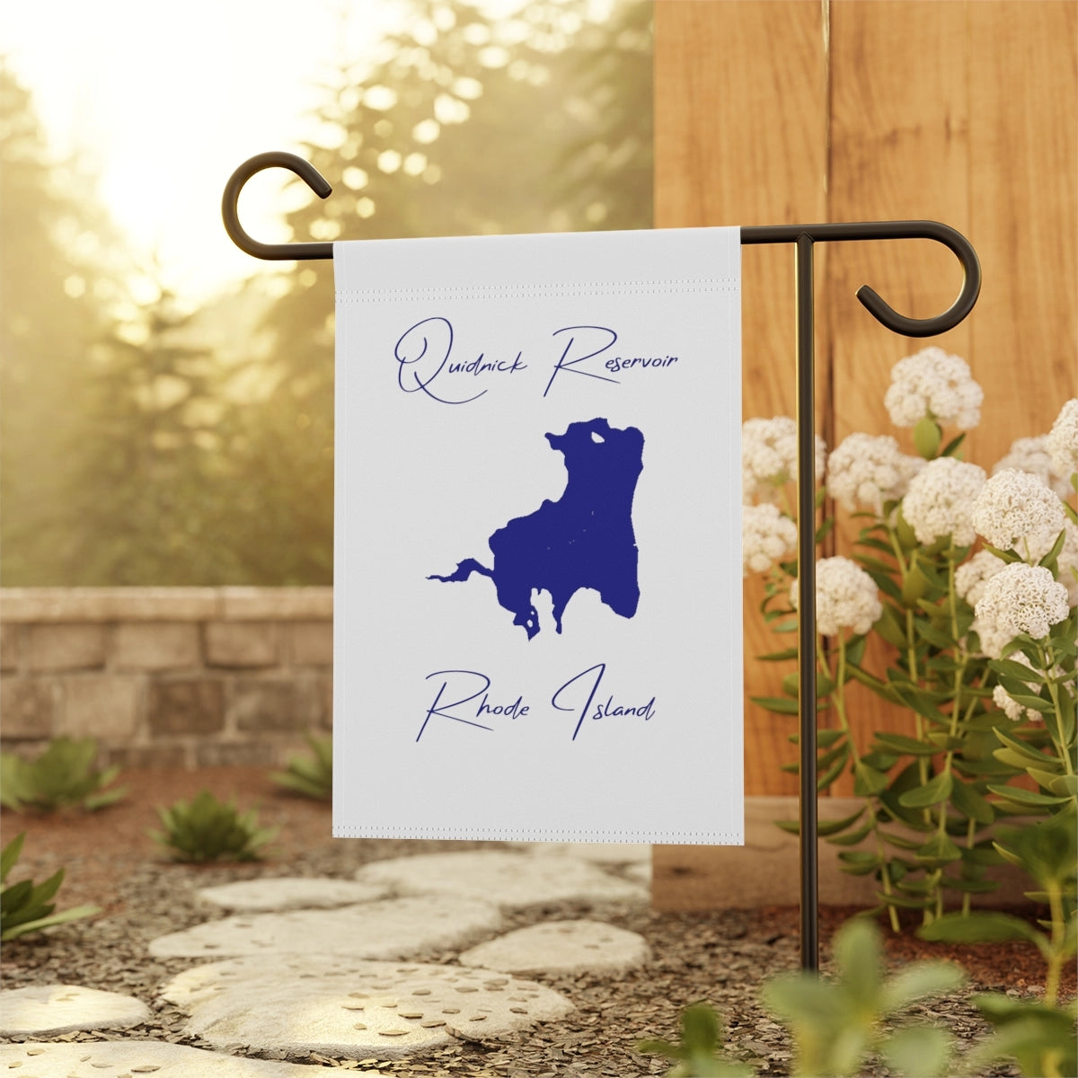 Rhode Island Quidnick Reservoir Garden Banner other position view from context-1 12'' x 18''.webp