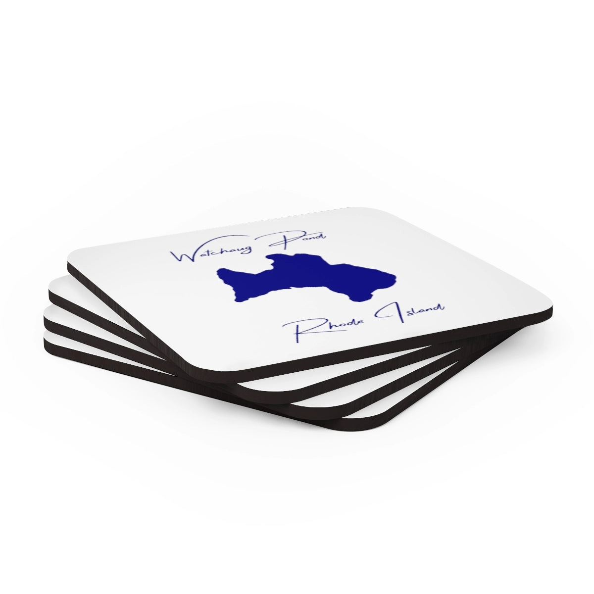 Rhode Island Watchaug Pond Coaster Set front position view from stacked 3.75 x 3.75.webp