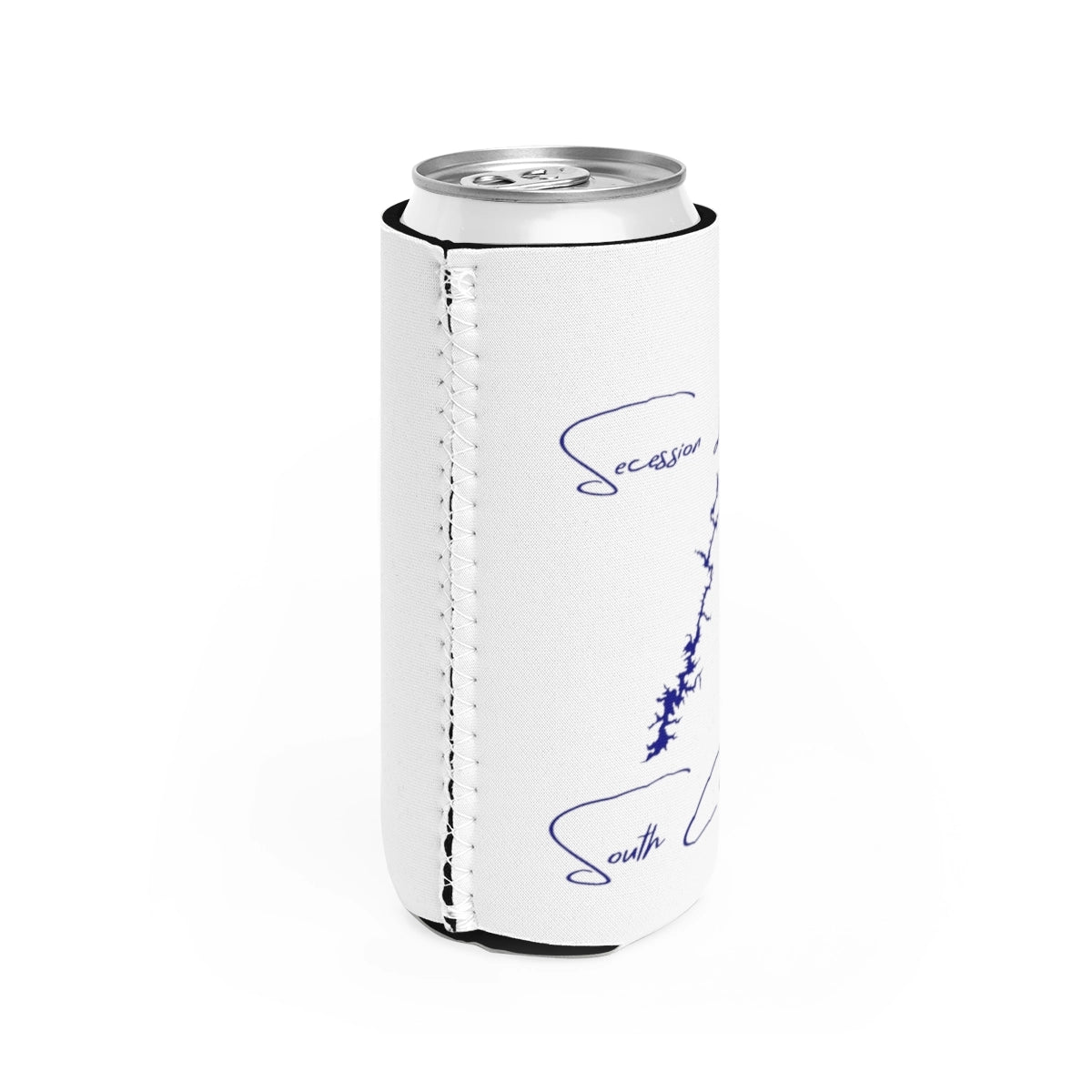 South Carolina Secession Lake Slim Can Koozie all position view from right white.webp