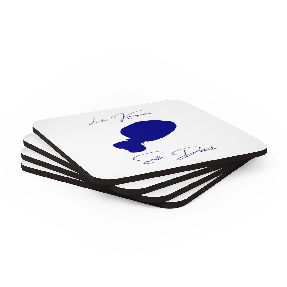 South Dakota Lake Kampeska Coaster Set front position view from stacked 3.75 x 3.75.webp