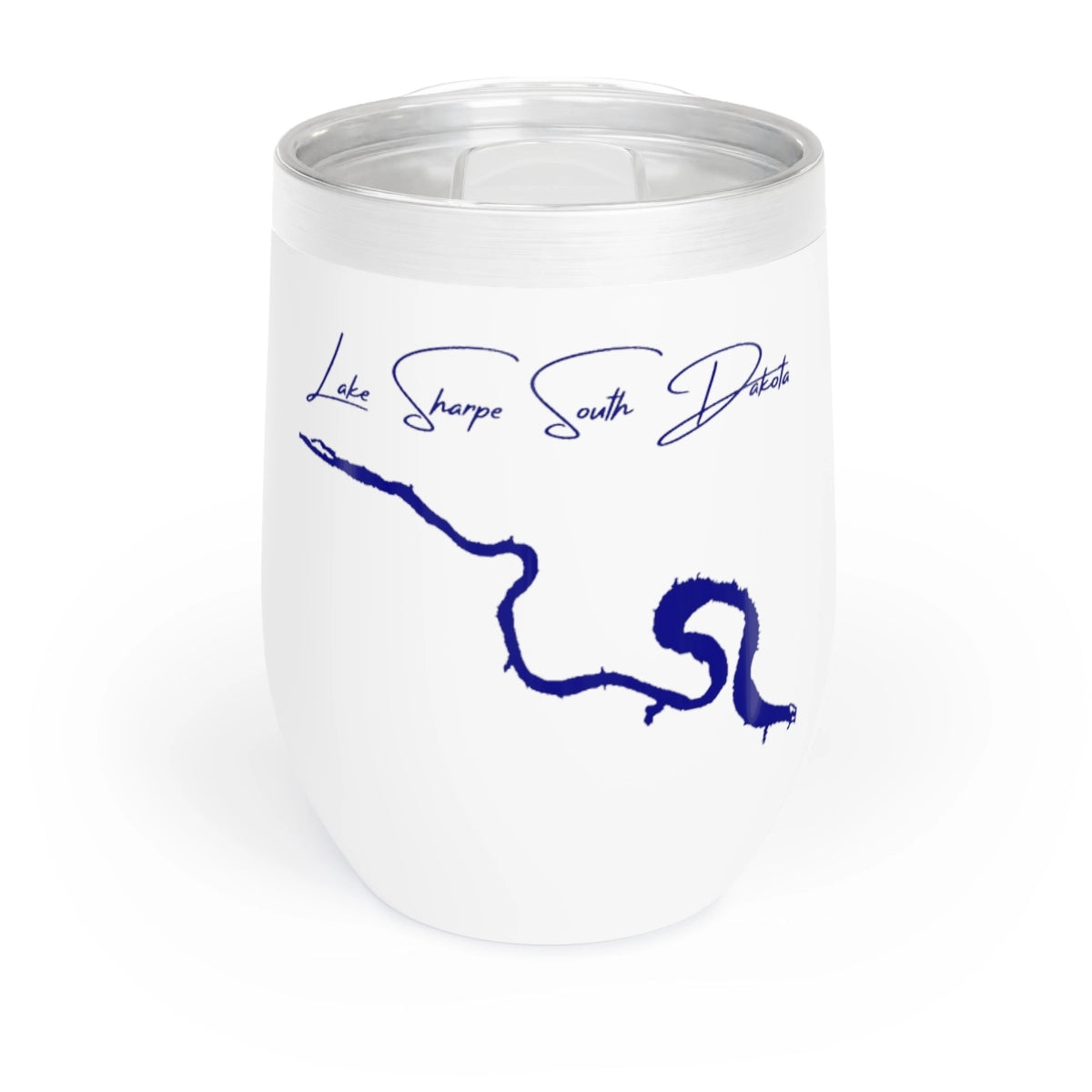 South Dakota Lake Sharpe Wine Tumbler front position view from front white.webp