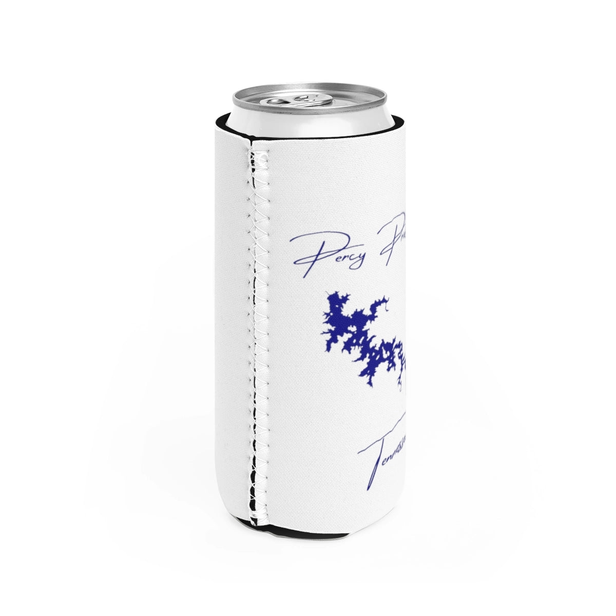 Tennessee Percy Priest Lake Slim Can Koozie all position view from right white.webp
