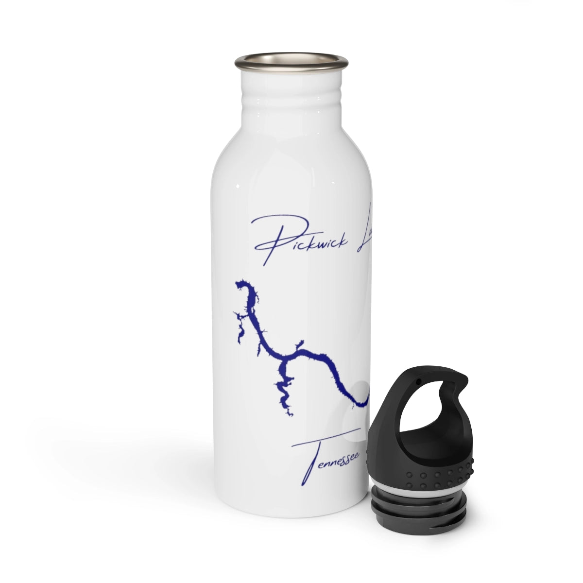 Tennessee Pickwick Lake Water bottle other position view from open white.webp