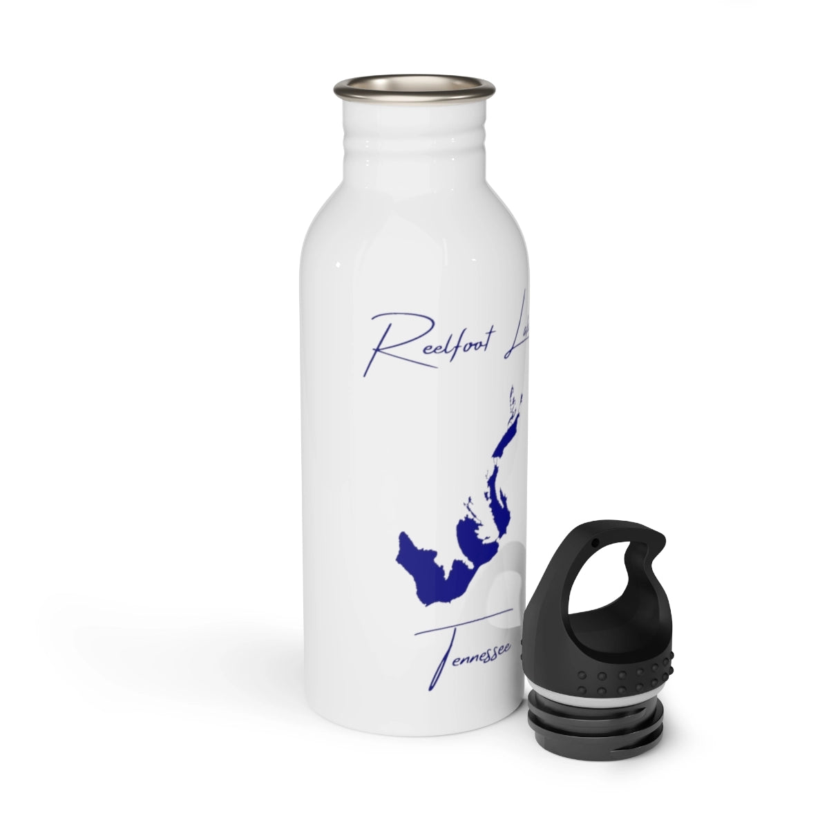 Tennessee Reelfoot Lake Water bottle other position view from open white.webp
