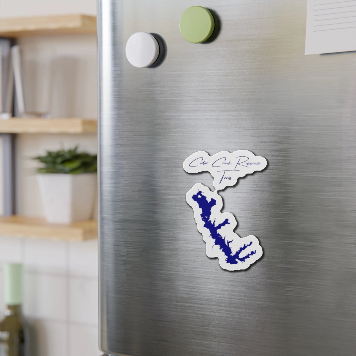 Texas Cedar Creek Reservoir Die Cut Magnet front position view from context-2 4 x 4.webp