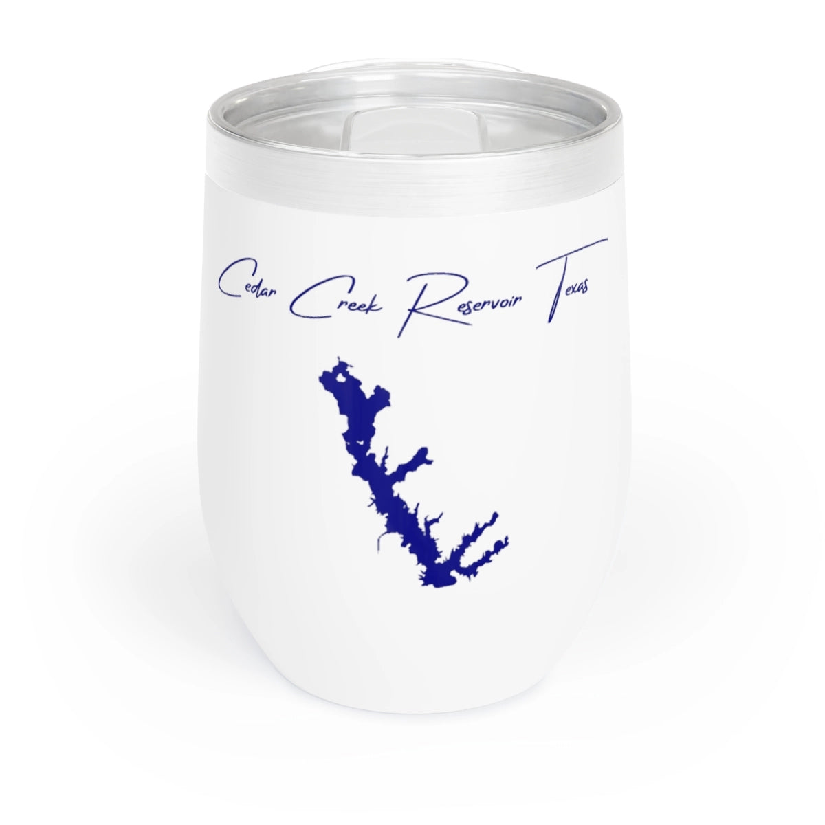 Texas Cedar Creek Reservoir Wine Tumbler front position view from front white.webp