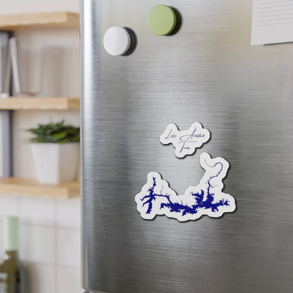 Texas Lake Amistad Die Cut Magnet front position view from context-2 4 x 4.webp