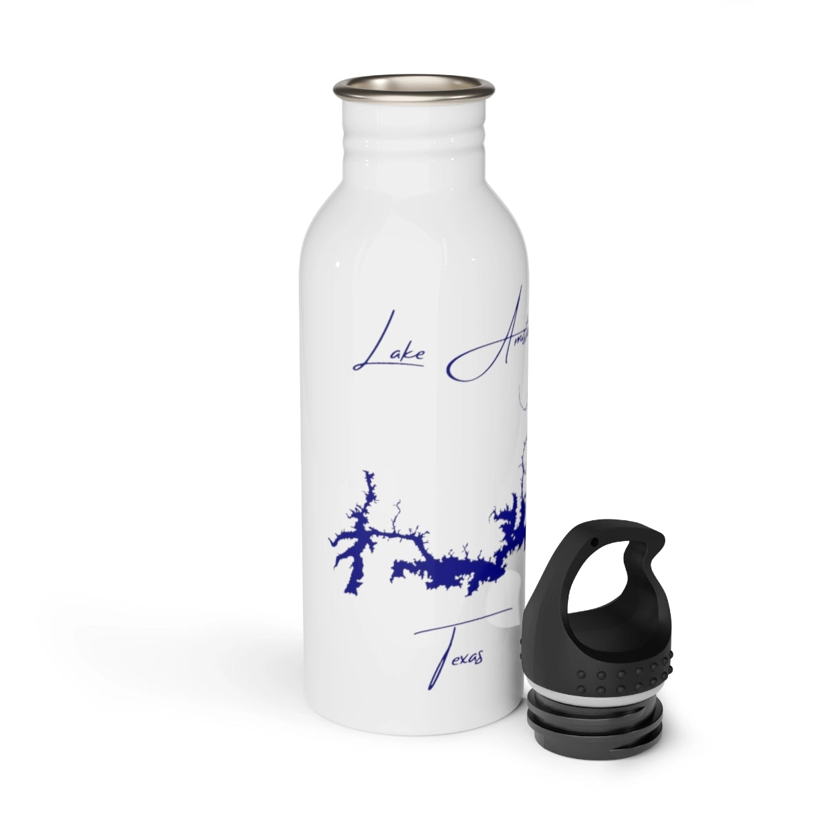 Texas Lake Amistad Water bottle other position view from open white.webp