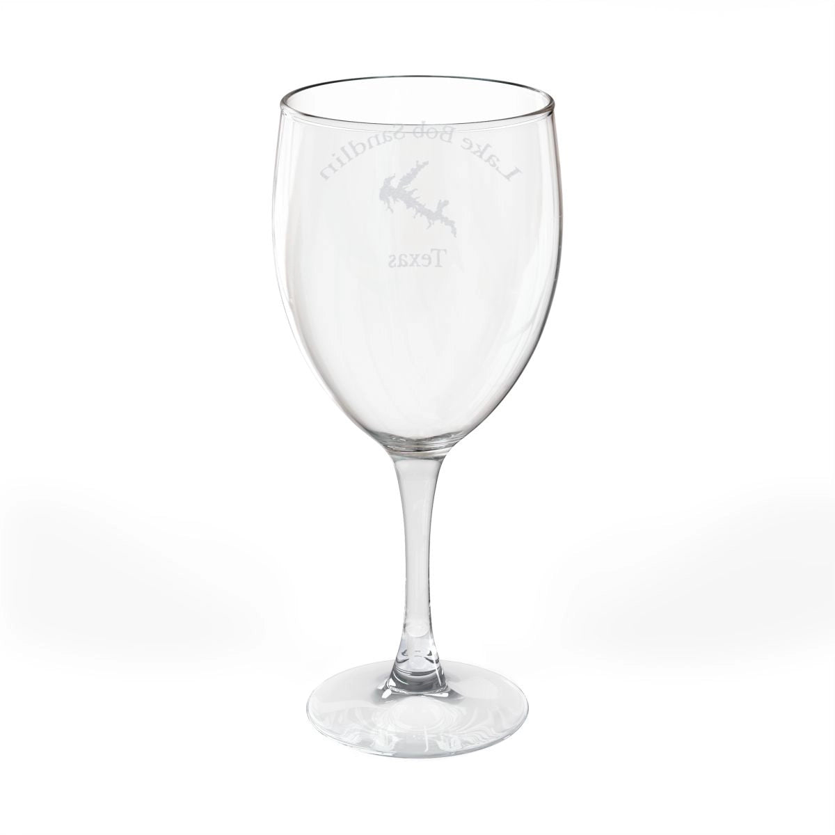 Texas Lake Bob Sandlin Engraved Wine Glass other position view from back 10.5oz.webp