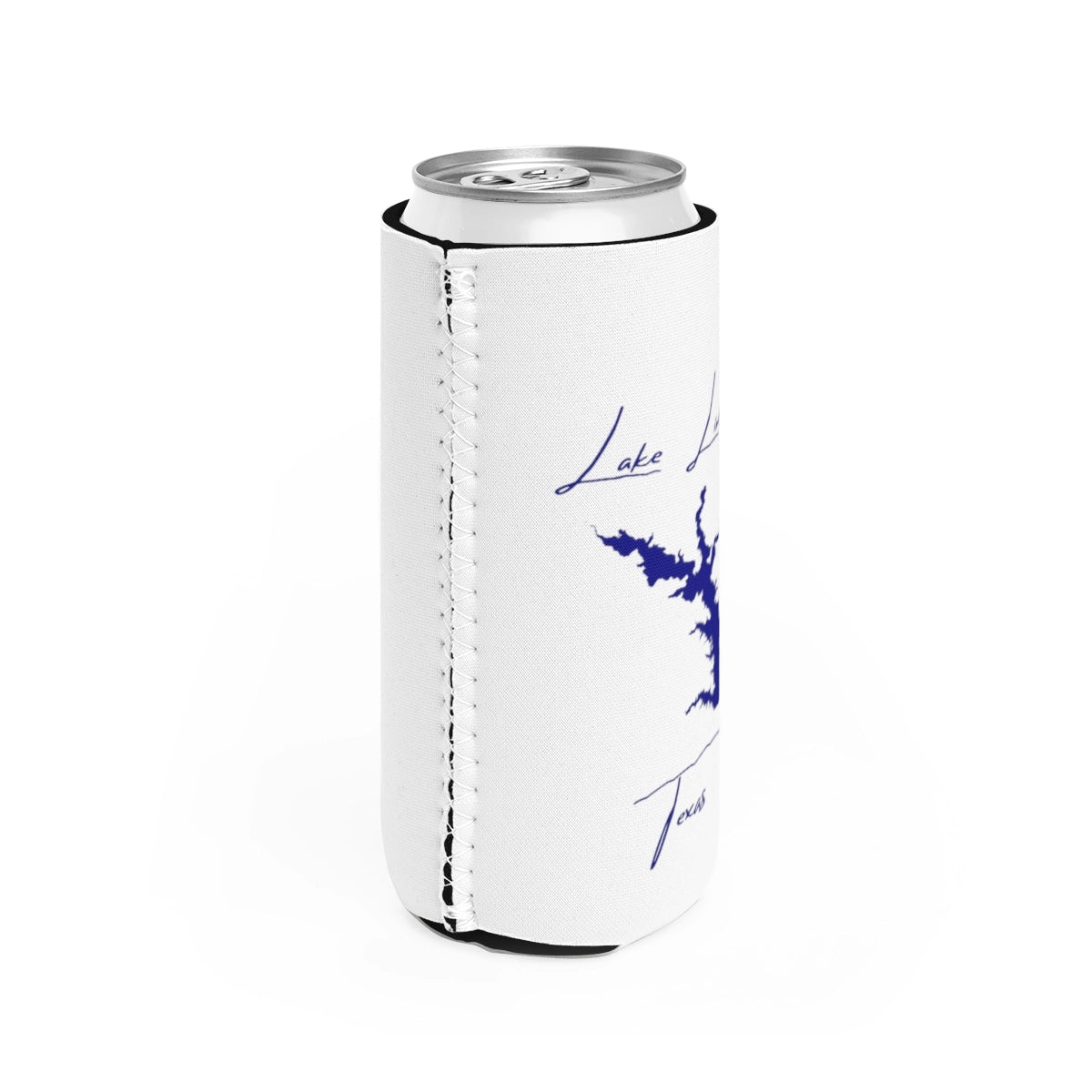 Texas Lake Limestone Slim Can Koozie all position view from right white.webp