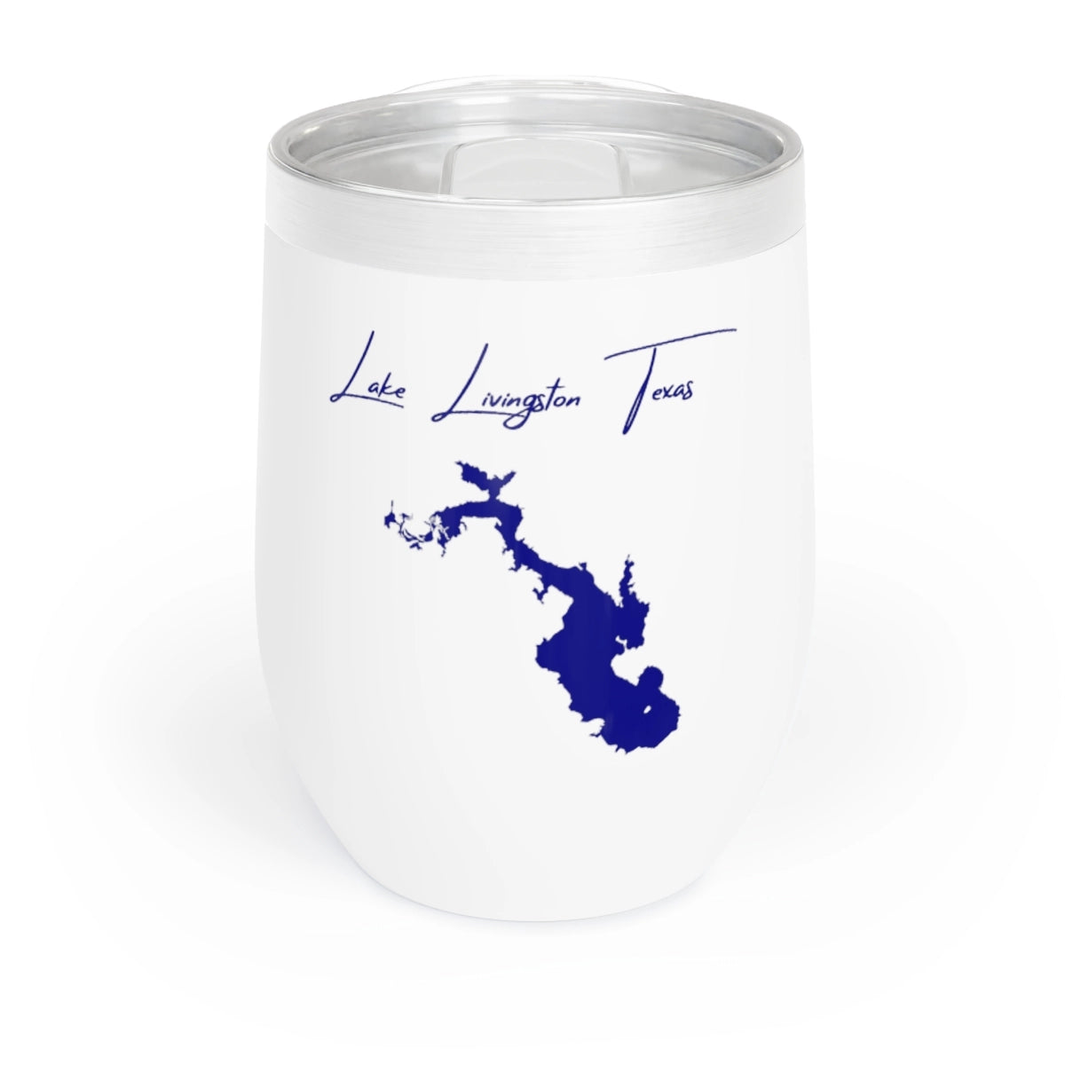 Texas Lake Livingston Wine Tumbler front position view from front white.webp