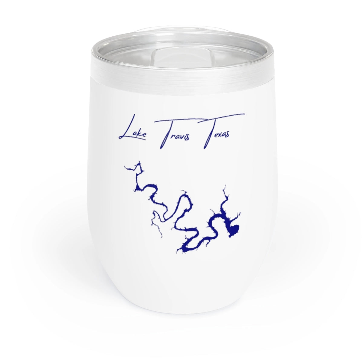 Texas Lake Travis Wine Tumbler front position view from front white.webp