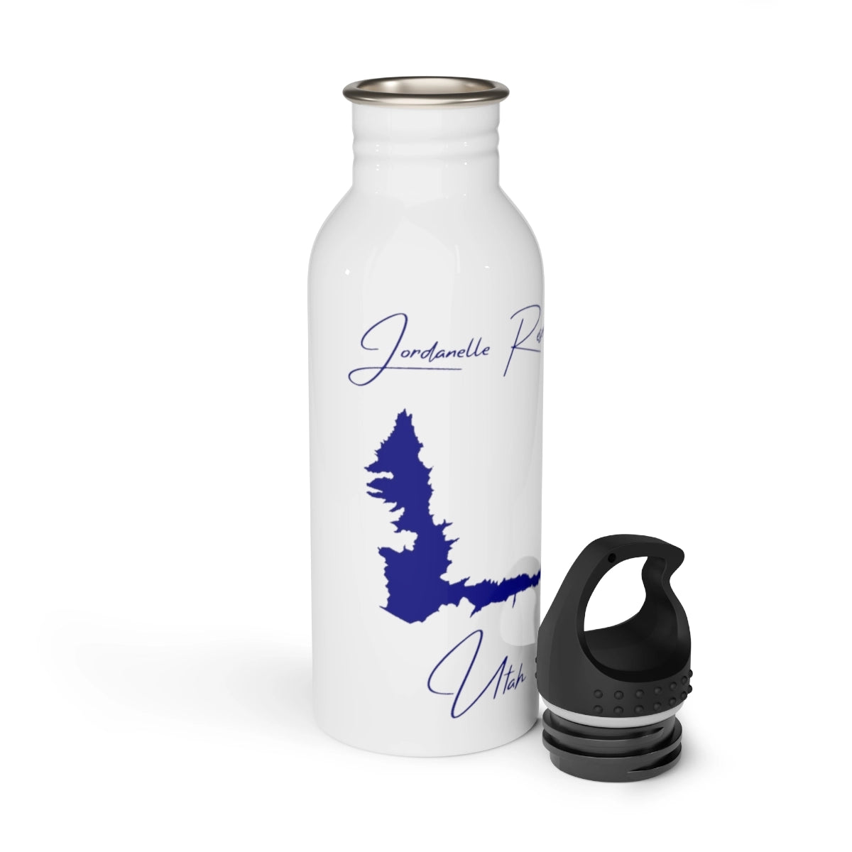 Utah Jordanelle Reservoir Water bottle other position view from open white.webp