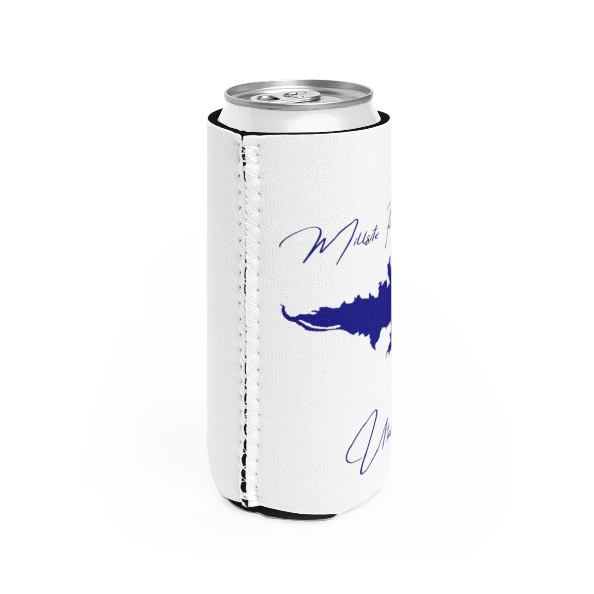 Utah Millsite Reservoir Slim Can Koozie all position view from right white.webp
