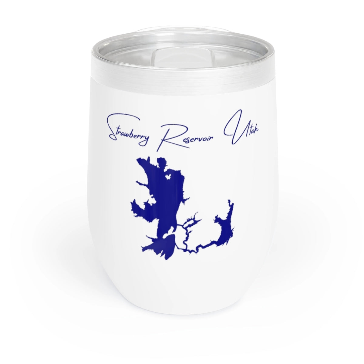 Utah Strawberry Reservoir Wine Tumbler front position view from front white.webp
