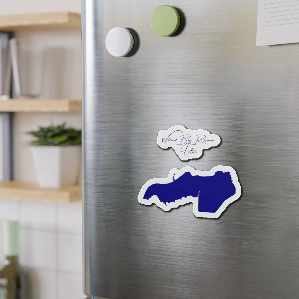 Utah Willard Bay Reservoir Die Cut Magnet front position view from context-2 4 x 4.webp