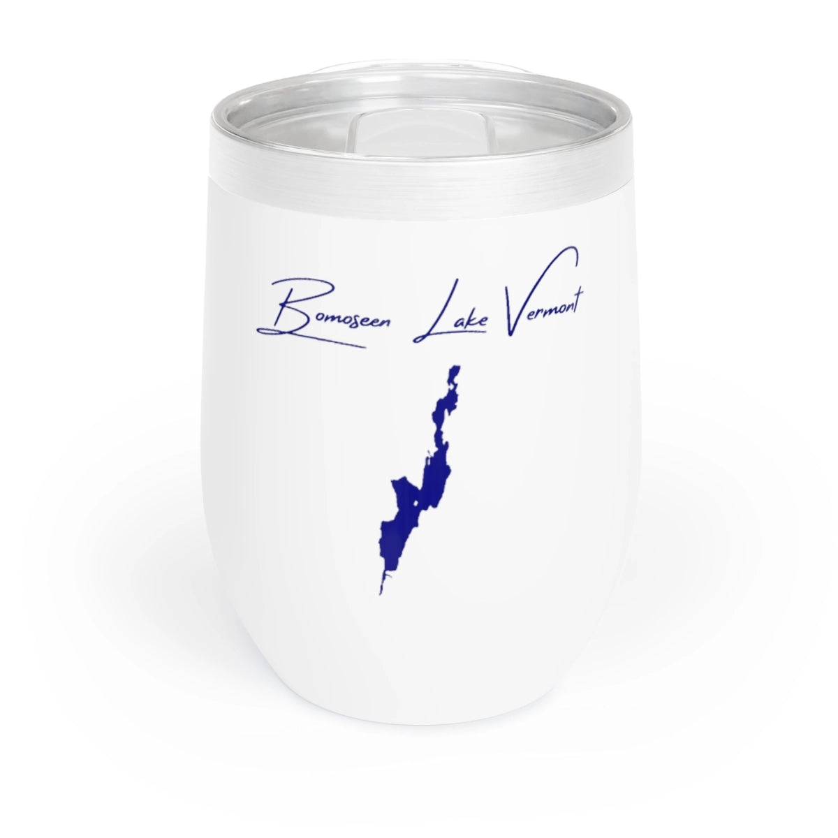 Vermont Bomoseen Lake Wine Tumbler front position view from front white.webp