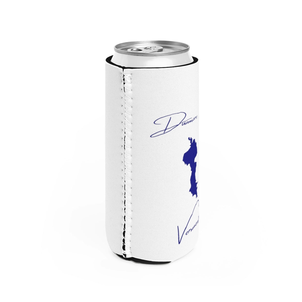Vermont Dunmore Lake Slim Can Koozie all position view from right white.webp