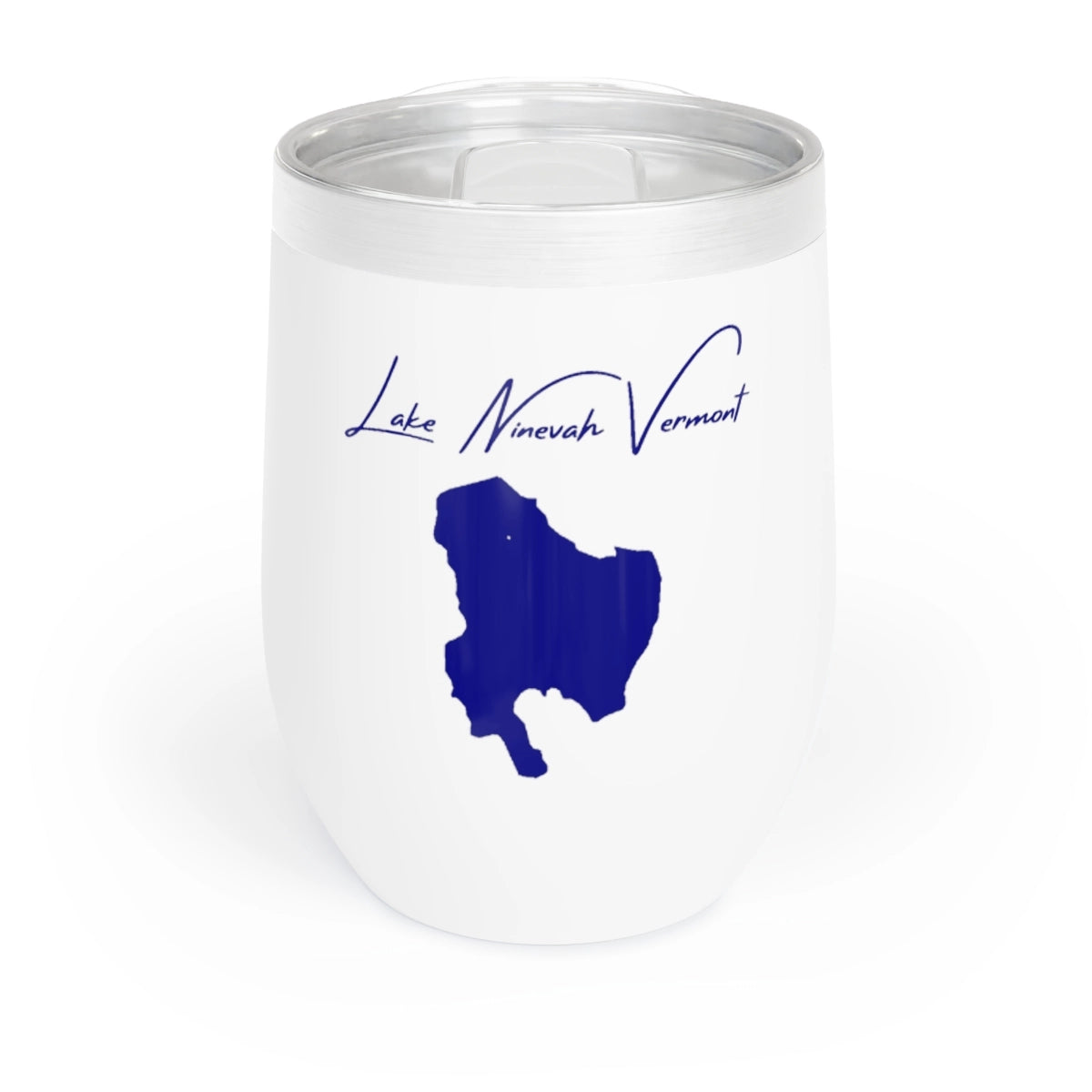 Vermont Lake Ninevah Wine Tumbler front position view from front white.webp