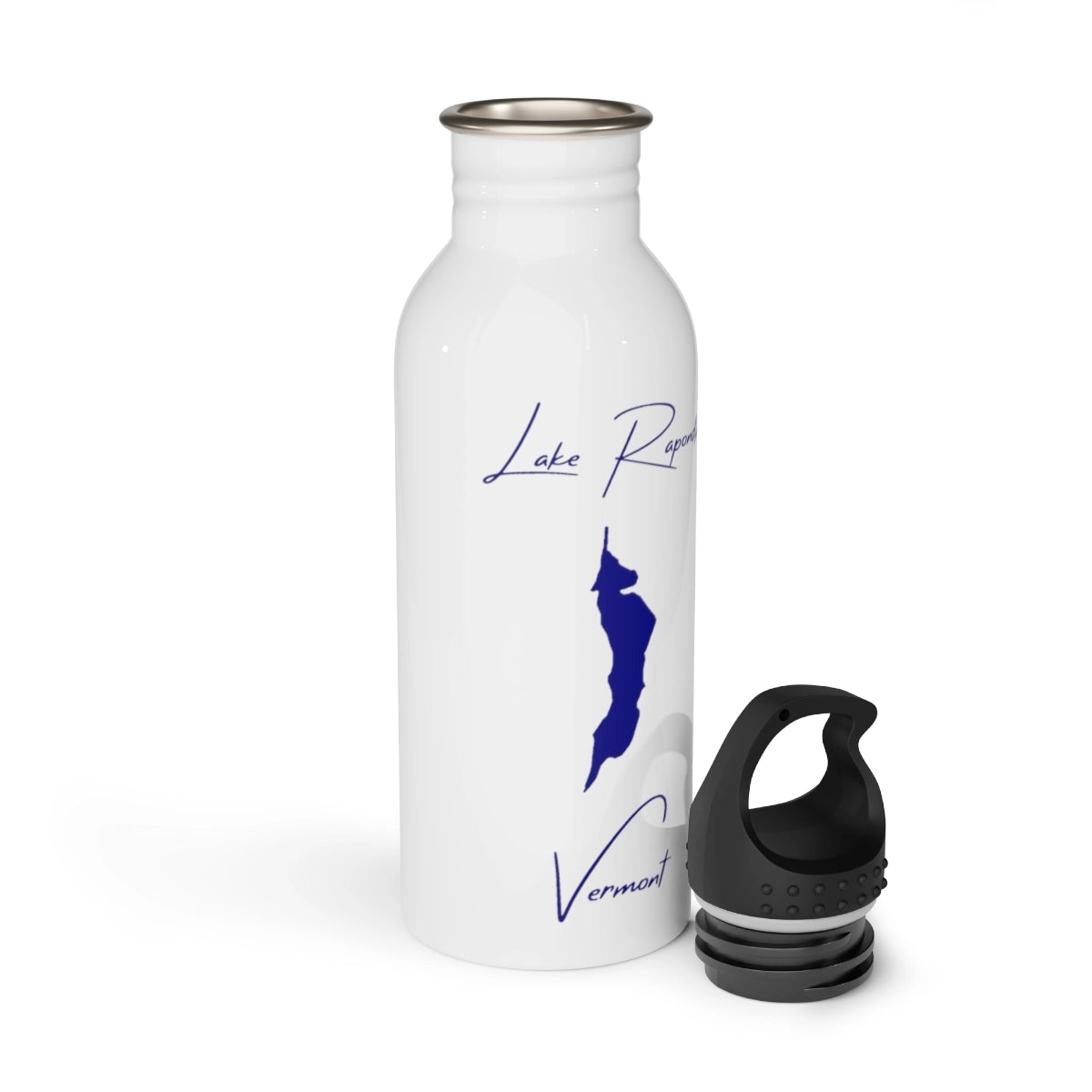 Vermont Lake Raponda Water bottle other position view from open white.webp