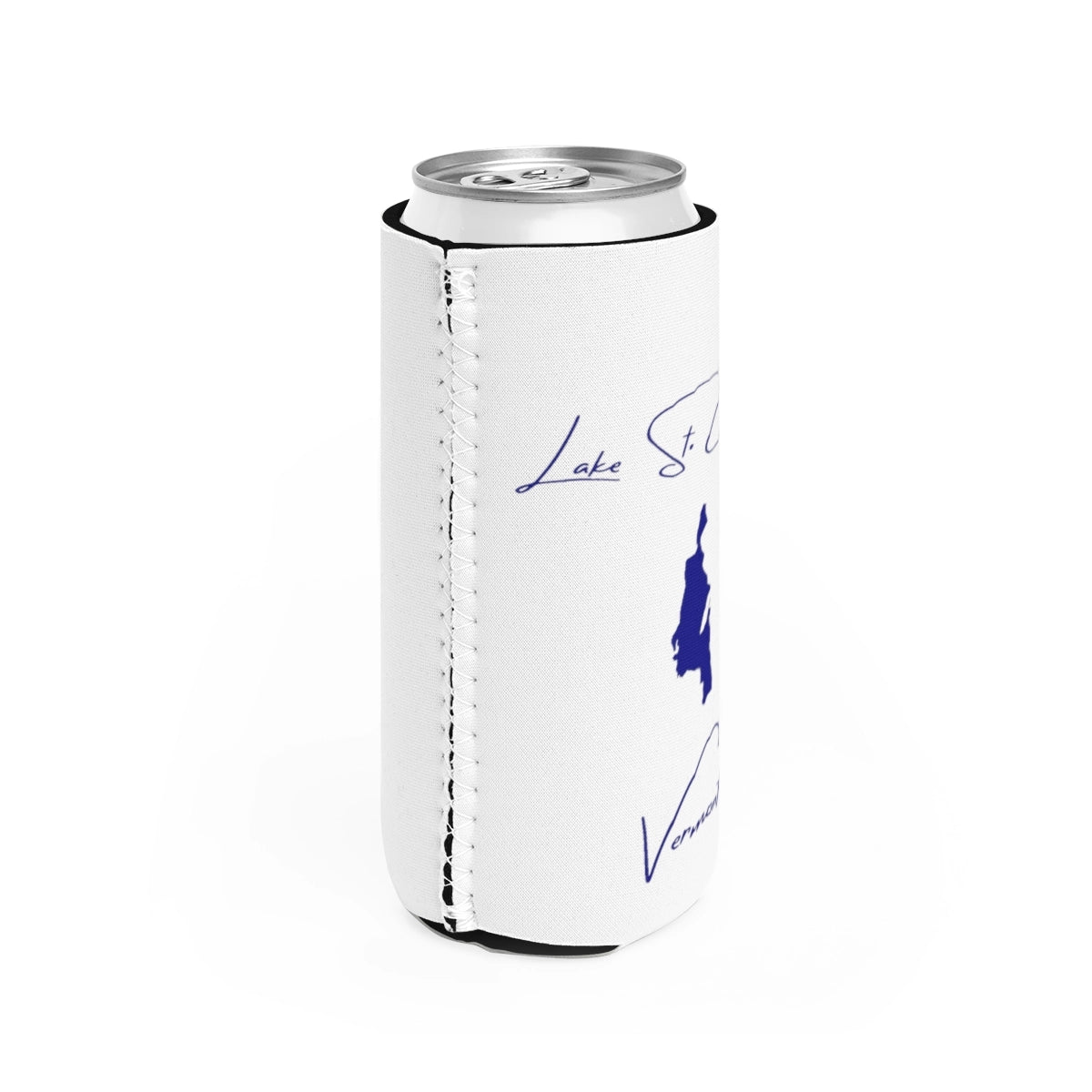 Vermont Lake St. Catherine Slim Can Koozie all position view from right white.webp
