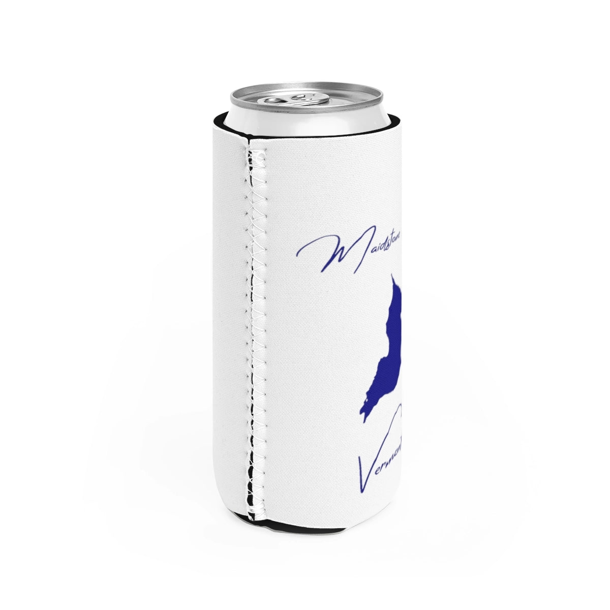 Vermont Maidstone Lake Slim Can Koozie all position view from right white.webp